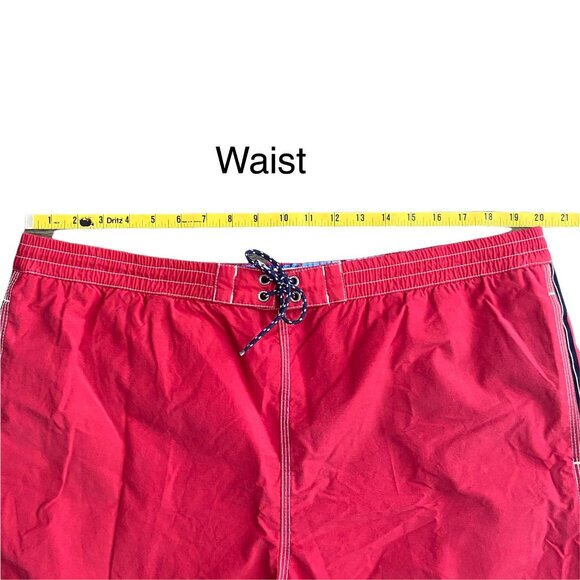 Vtg Tommy Hilfiger Men's XL Red Stripe Spell Out Lined Swim Trunks Shorts Beach - Picture 9 of 12